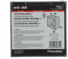 Aluminum Weatherproof Box, 42 Cubic Inches, 2-Gang, 5 Outlets, Hub Size 1/2 Inch