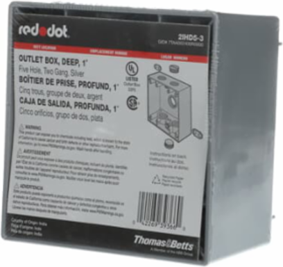 Two Gang Deep Universal Weatherproof Box 36 Cubic Inch Silver Aluminum