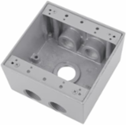 Weatherproof Box, 31.8 Cubic Inches, 7 Outlets, Aluminum, Silver