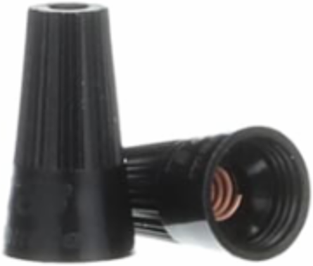 High Temperature Twist-On Wire Connector, Black, #22-#16, 300 V