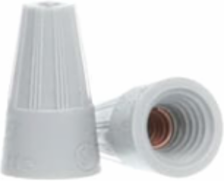 Gray Non-Winged Wire Connector, Polypropylene, Size Min 1 #22 + 1 #20, Max 3 #16, 100 Pieces