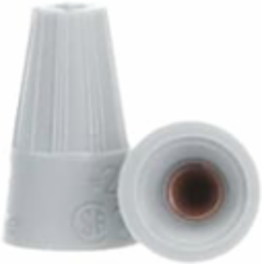 Gray Non-Winged Wire Connector, Polypropylene, Size Min 1 #22 + 1 #20, Max 3 #16, 100 Pieces