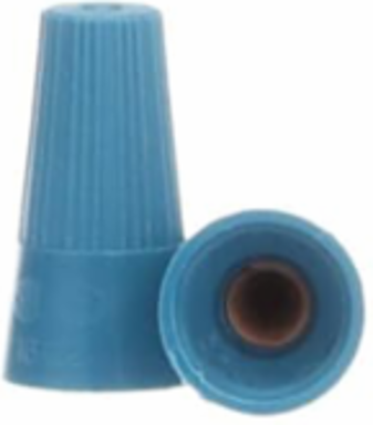 Non-Winged Blue Wire Connector, Min Size #22, Max Size #16, Polypropylene, 100 Pieces