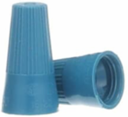 Non-Winged Blue Wire Connector, Min Size #22, Max Size #16, Polypropylene, 100 Pieces