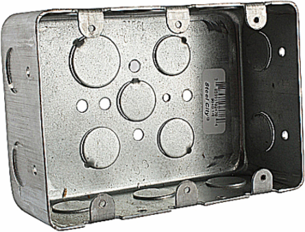 Gang Box 3 Outlet, 5-13/16 Inch Length x 4 Inch Width x 2-1/8 Inch Depth, Steel