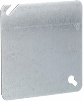 Square Electrical Box Cover, 4 Inch, Pre-Galvanized Steel, No Knockouts