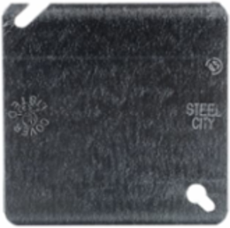 Square Electrical Box Cover, 4 Inch, Pre-Galvanized Steel, No Knockouts