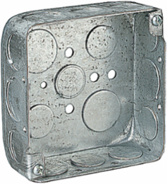 Square Outlet Box, 21 Cubic Inches, 4 Inch x 4 Inch x 1-1/2 Inch Deep, Steel