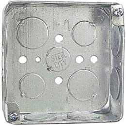 Square Outlet Box, 21 Cubic Inches, 4 Inch x 1-1/2 Inch, Steel