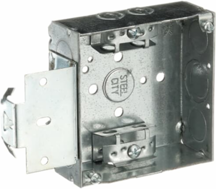 4 Inch Square Electrical Box, 21 Cubic Inches, Steel with 8 Knockouts