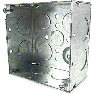 Square Outlet Box, 4 Inch x 2-1/8 Inch, 30.3 Cubic Inches, Red Steel