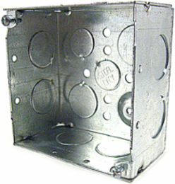 Square Outlet Box, 4 Inch x 2-1/8 Inch, 30.3 Cubic Inches, Red Steel