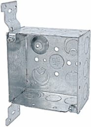 Square Outlet Box, 4 Inch x 4 Inch x 2-1/8 Inch, Steel, 30.3 Cubic Inches