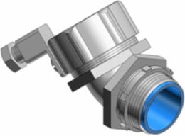 1/2 Inch Liquidtight Insulated Connector Fitting, 45 Degree Angle, Malleable Iron
