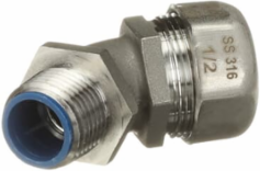 1/2 Inch 45 Degree Liquidtight Fitting for Flexible Conduit, NEMA 3, 3R, 4, 4X, 316 Stainless Steel