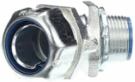 3/4 Inch 45 Degree Malleable Iron Insulated Liquidtight Connector, Electro Zinc Plated