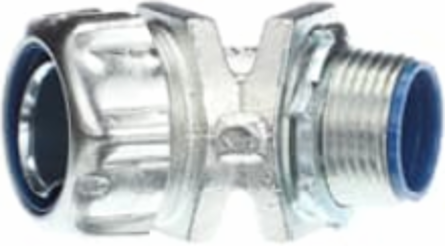 3/4 Inch 45 Degree Malleable Iron Insulated Liquidtight Connector, Electro Zinc Plated