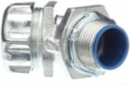 3/4 Inch 45 Degree Malleable Iron Insulated Liquidtight Connector, Electro Zinc Plated