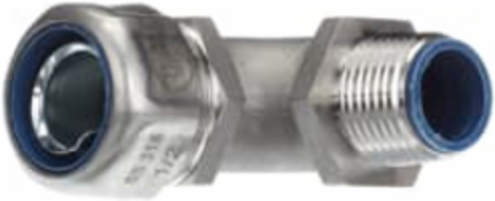 1/2 Inch Liquidtight 90 Degree Fitting, 316 Stainless Steel, NEMA Ratings 3, 4X, Temp 105 C