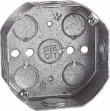Octagonal Box, 4 Inch Diameter x 1-1/2 Inch Deep, Steel, 15.8 Cubic Inches
