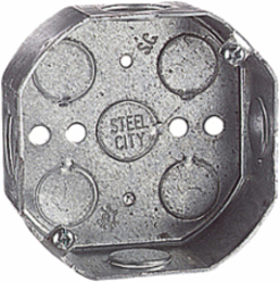 Octagonal Box, 4 Inch Diameter x 1-1/2 Inch Deep, Steel, 15.8 Cubic Inches