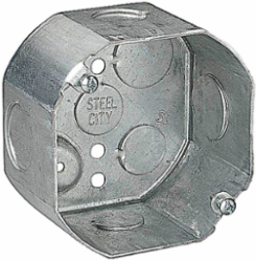 Octagonal Ceiling Box 4 Inch Diameter x 2-1/8 Inch Depth, Steel