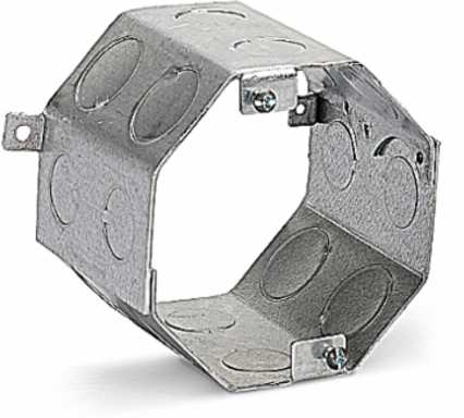 Octagonal Ceiling Box, 4 Inch Diameter x 3-1/2 Inch Depth, 41 Cubic Inches, Steel
