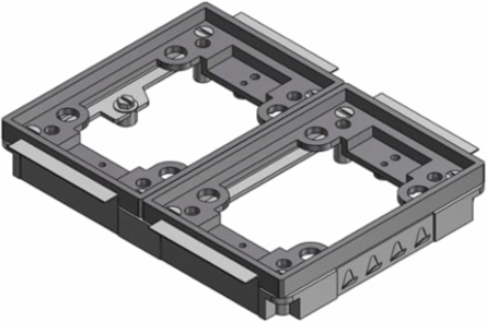 Two Gang Plastic Tile, Gray, Non-Metallic, Flush Service