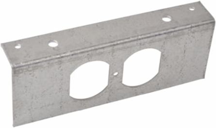 Duplex Device Plate for 4 Inch Gang Box, Galvanized Steel, 5-3/4 Inch x 2-3/4 Inch x 2-1/2 Inch