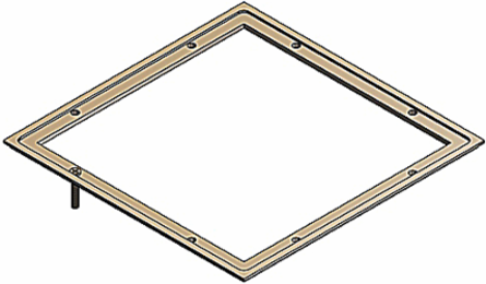 Brass Powder Coat Recessed Service Trim Ring, 13-1/4 Inch x 15-1/4 Inch x 2-1/2 Inch