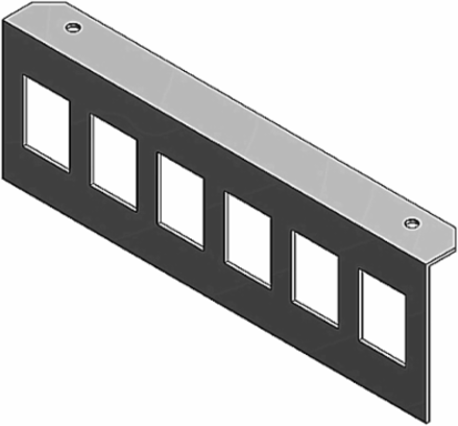 Recessed Service Box with 6 Openings, Steel, 2x1x7 Inch