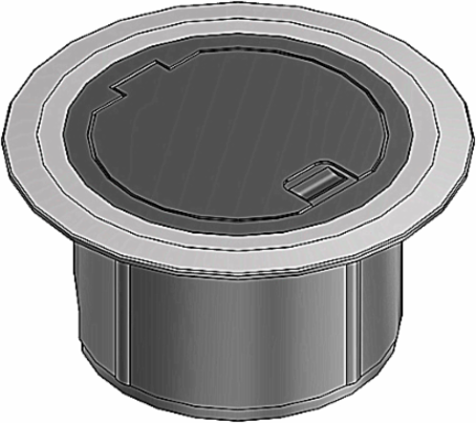 Recessed Floor Box Cover Kit, 6-3/8 Inch Base, Black with Aluminum Flange