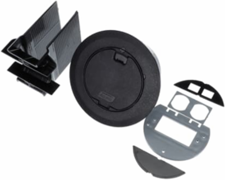 Round Recessed Floor Box Cover, 5-5/32 Inch Opening, Black Non-Metallic