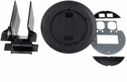 Round Recessed Floor Box Cover, 5-5/32 Inch Opening, Black Non-Metallic