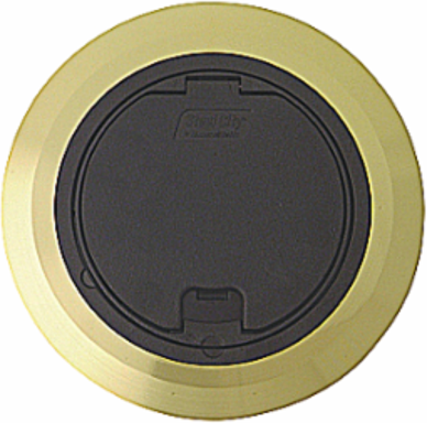 Recessed Service Floor Box Cover Kit, Black with Brass Flange, 5-5/32 Inch Opening