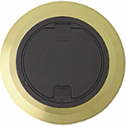 Recessed Service Floor Box Cover Kit, Black with Brass Flange, 5-5/32 Inch Opening