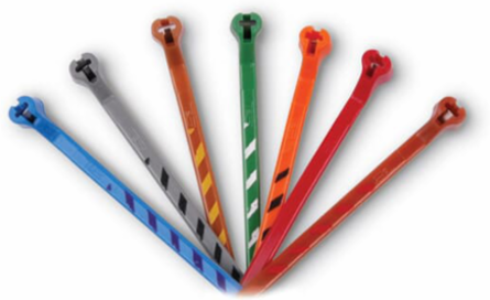 Striped Cable Tie 4 Inch Orange/White Nylon 18 lb Tensile Strength