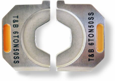 Stainless Steel Hex Die for 6 Ton Tools, 3/0 CU, 1/0 Al, Orange/Tan