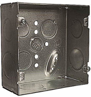Square Outlet Box 42 Cubic Inches, 4-11/16 Inch x 2-1/8 Inch Depth, Steel