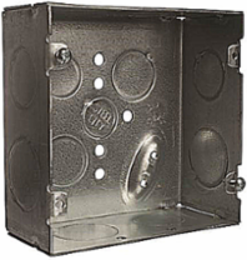 Square Outlet Box 42 Cubic Inches, 4-11/16 Inch x 2-1/8 Inch Depth, Steel