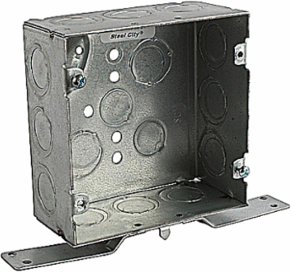 Square Outlet Box, 42 Cubic Inches, 4-11/16 Inch x 2-1/8 Inch Deep, Steel