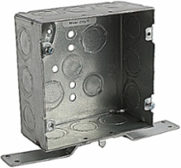 Square Outlet Box, 42 Cubic Inches, 4-11/16 Inch x 2-1/8 Inch Deep, Steel