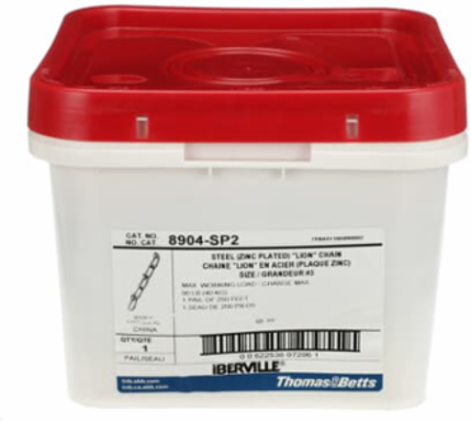 Lion Chain Bucket #3 Size, Zinc Plated Steel, 250 Ft, 90 lbs Capacity