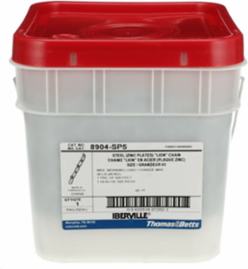 Lion Chain Bucket #3 Size, 500 Feet, Steel, Zinc Plated, 90 Pound Load Capacity