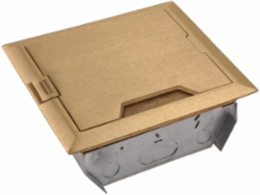 Three Compartment Access Floor Module, 4 Inch Depth, Brass Cover, 150 Cubic Inches