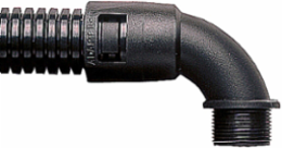 90 Degree Conduit Fitting, 42mm, 1-1/4 Inch NPT Thread, Black Nylon