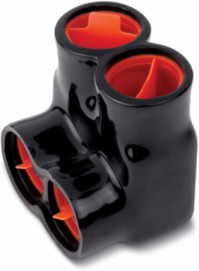 AMT 2 Port PVC Connector, 2.71 Inch Length, 600 V Rating, Black Insulation