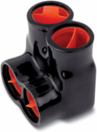 AMT 2 Port PVC Connector, 2.71 Inch Length, 600 V Rating, Black Insulation