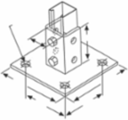 SQ POST BASE HT3-1/2 W3-5/16 STL