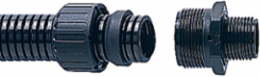 Straight Conduit Fitting, 28mm Nominal Size, PG21 Thread, Polyamide, Black